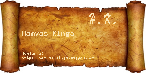 Hamvas Kinga névjegykártya